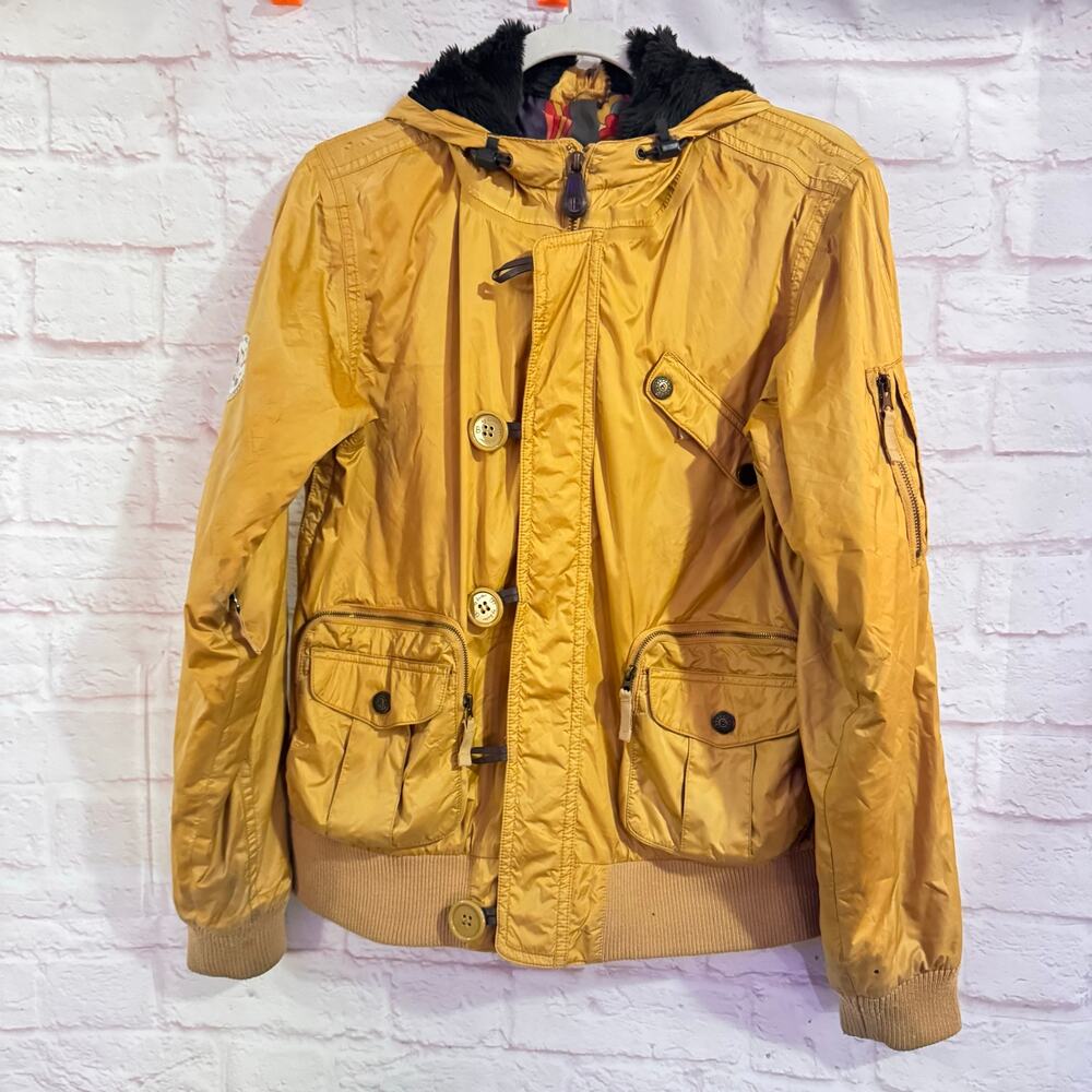 B by Burton Gold color sz L Burton N-2B Flight Jacket Y2K Rare! Multiple pockets